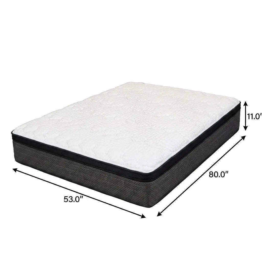 11" Full XL Foam Plush Euro Top Hybrid Mattress Homeroots Bed & Bath