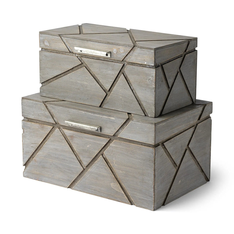 11" Gray Solid Wood Box With Lid Homeroots Office