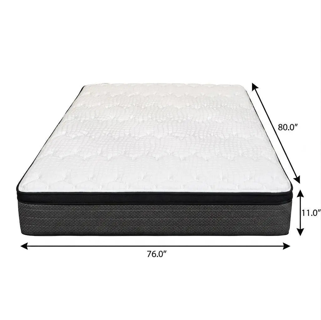 11" King Foam Plush Euro Top Hybrid Mattress Homeroots Bed & Bath