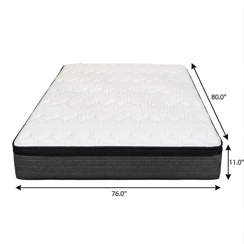 11" King Foam Plush Euro Top Hybrid Mattress Homeroots Bed & Bath