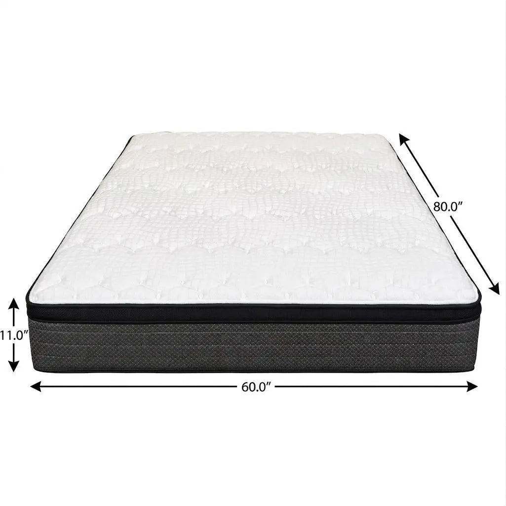 11" Queen Foam Plush Euro Top Hybrid Mattress Homeroots Bed & Bath