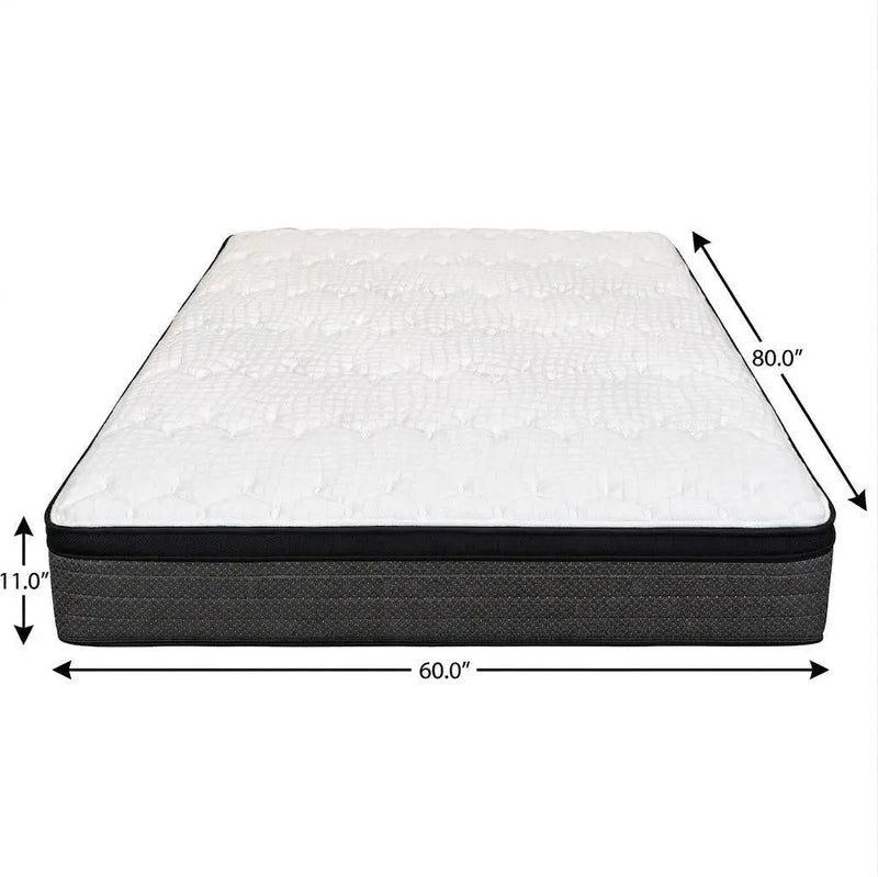 11" Queen Foam Plush Euro Top Hybrid Mattress Homeroots Bed & Bath