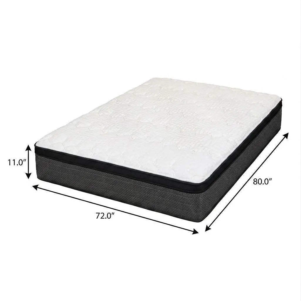 11" RV King 72 x 80 Foam Plush Euro Top Hybrid Mattress Homeroots Bed & Bath