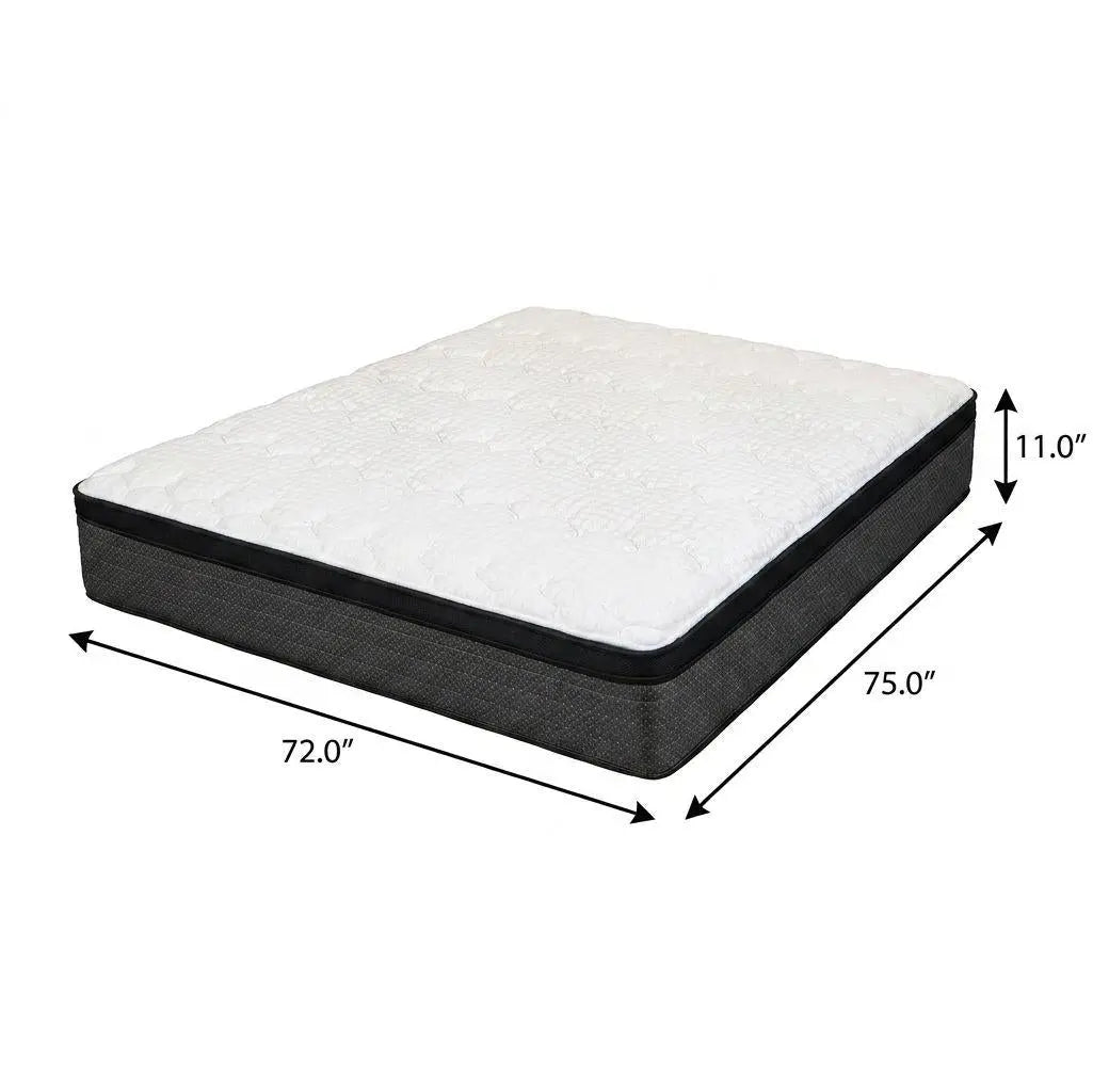 11" Short King 72 x 75 Foam Plush Euro Top Hybrid Mattress Homeroots Bed & Bath
