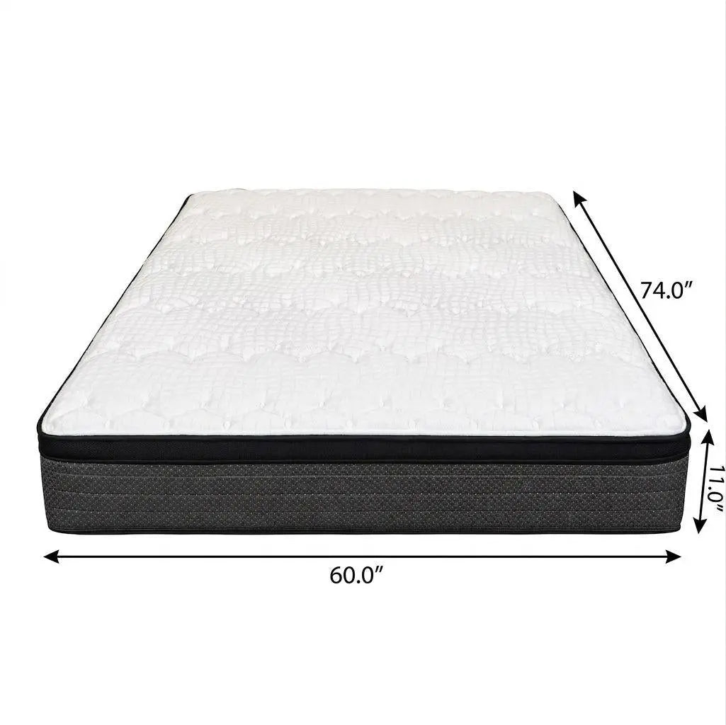 11" Short Queen 60 x 74 Foam Plush Euro Top Hybrid Mattress Homeroots Bed & Bath