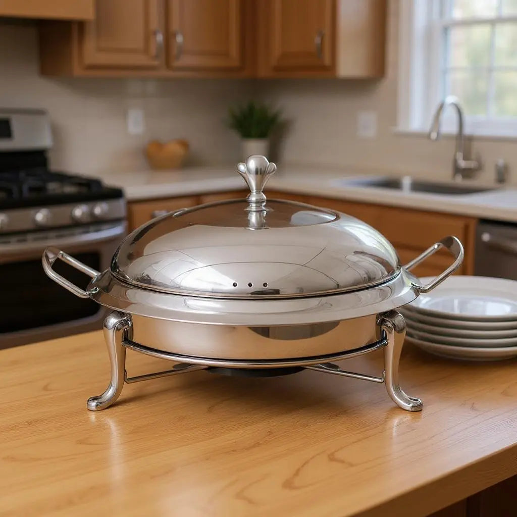 11" Silver Stainless Steel Chafing Dish With Stand Homeroots Kitchen & Dining