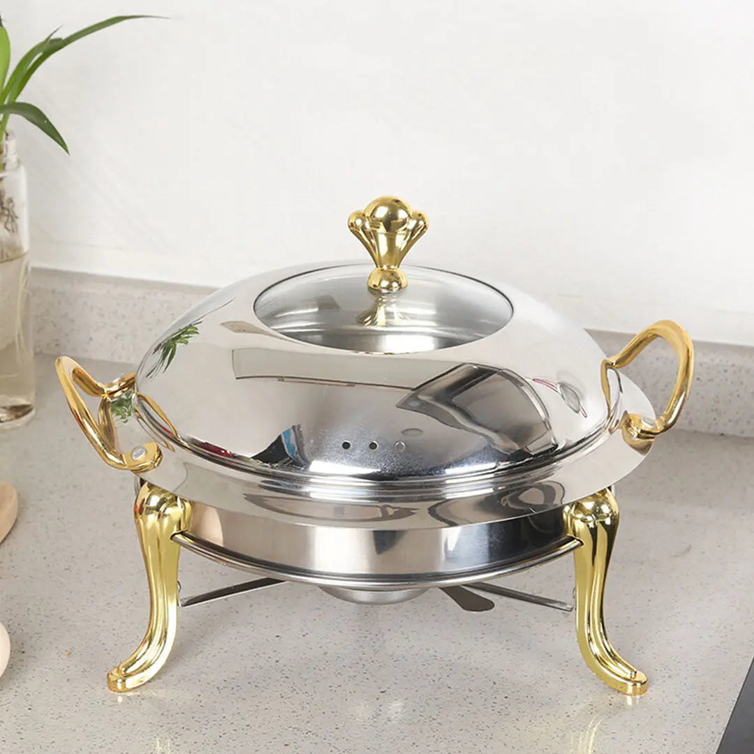 11" Silver Stainless Steel Chafing Dish With Stand Homeroots Kitchen & Dining