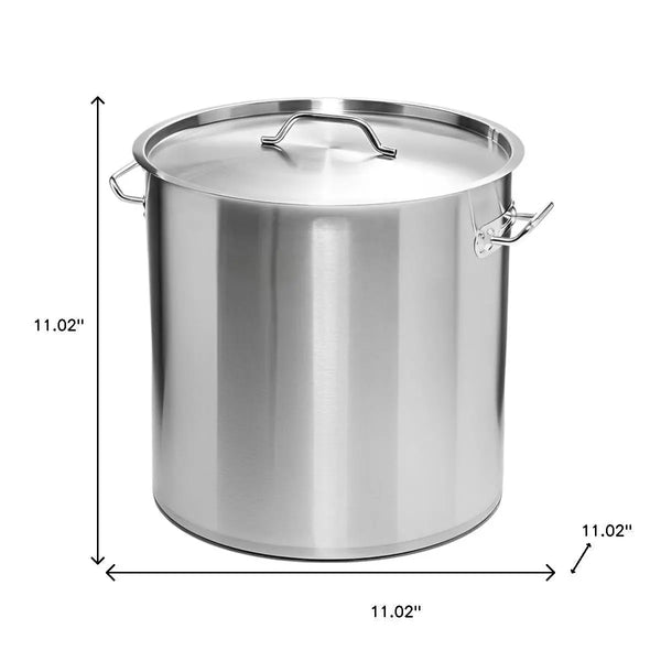 11" Silver Stainless Steel Stock Pot Homeroots Kitchen & Dining