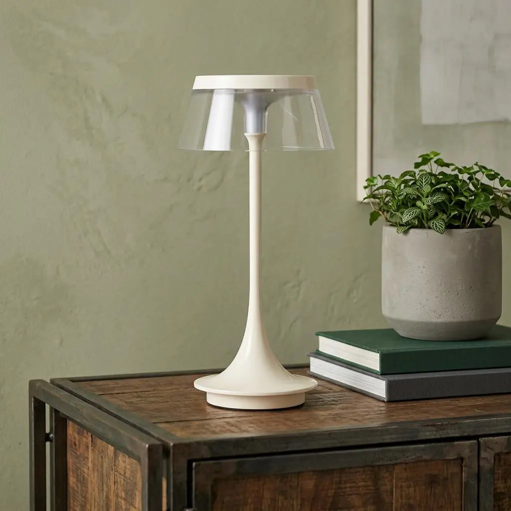 11" White Geometric Modern Industrial Battery Operated Desk Lamp Homeroots Lighting