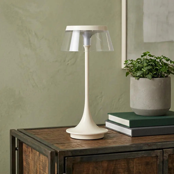 11" White Geometric Modern Industrial Battery Operated Desk Lamp Homeroots Lighting