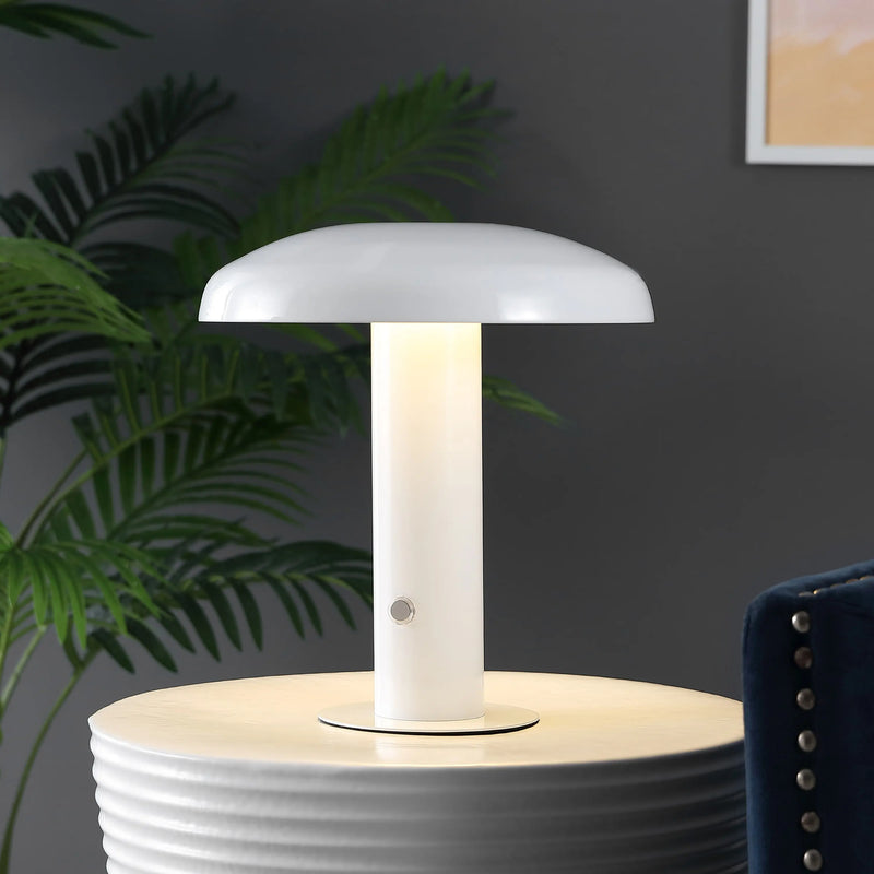 11" White Novelty USB Table Lamp LED With Globe Shade Homeroots Lighting