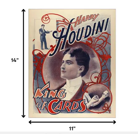 11" X 14" Houdini King Of Cards Vintage Magic Poster Wall Art Homeroots Home Decor
