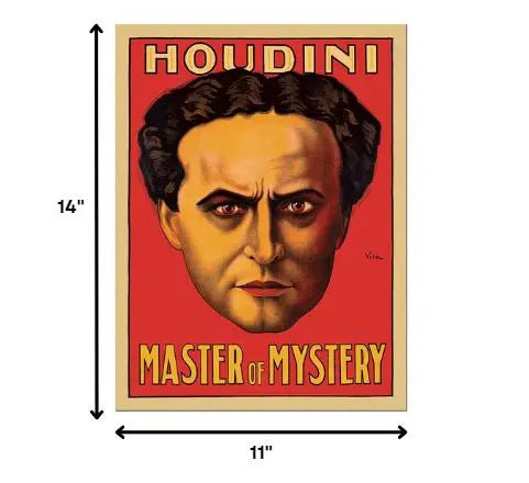 11" X 14" Houdini Master Of Mystery Vintage Magic Poster Wall Art Homeroots Home Decor