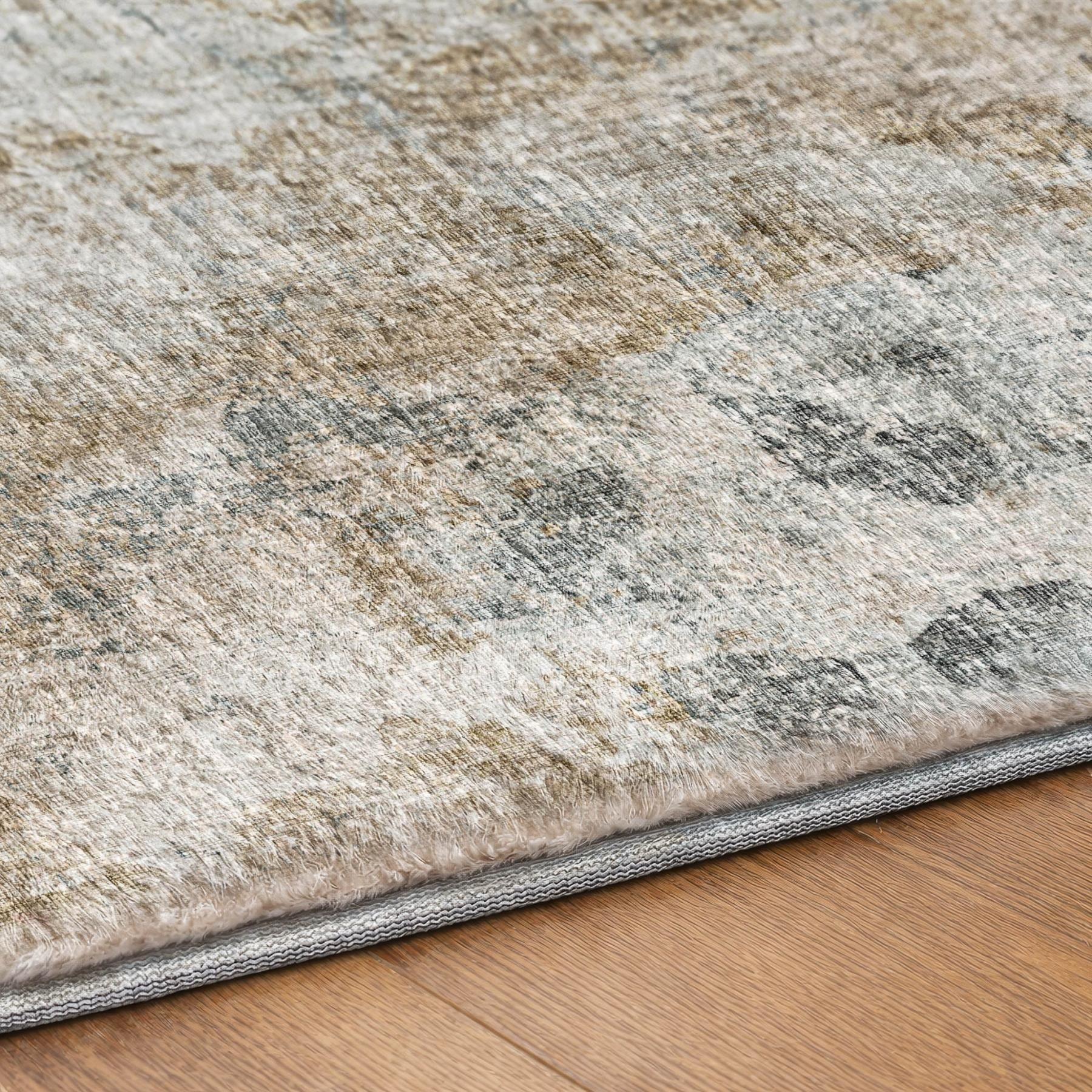 10' X 14' Blue And Gold Abstract Shag Washable Area Rug With UV Protection - Home & Garden