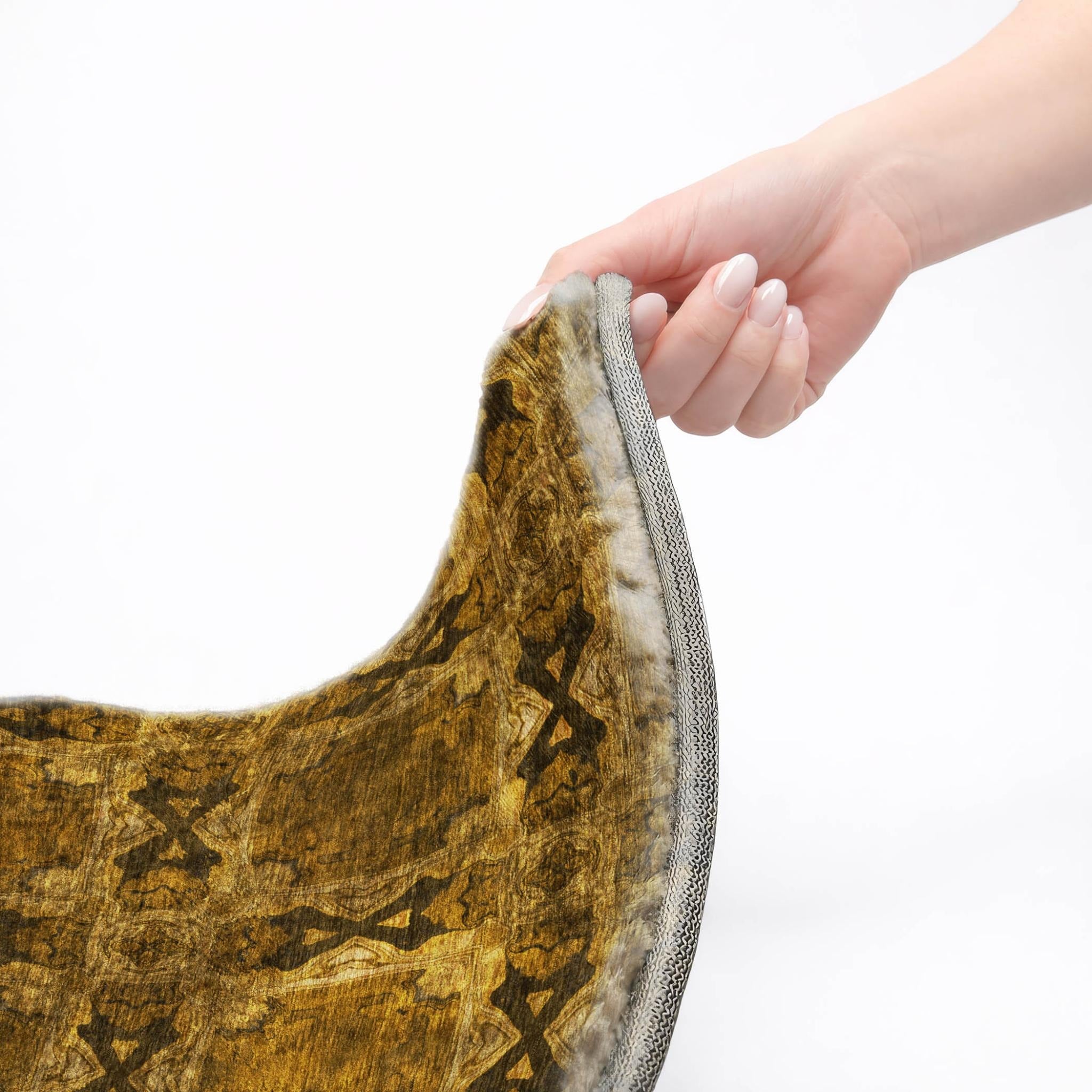 10' X 14' Chocolate And Gold Geometric Shag Washable Area Rug With UV Protection - Home & Garden