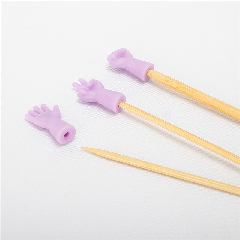 Gesture Shape Knitting Needles Stitch Protectors for DIY Weave Knitting and Sewing Non-slip Needle Tip Stopper Tail Buckle
