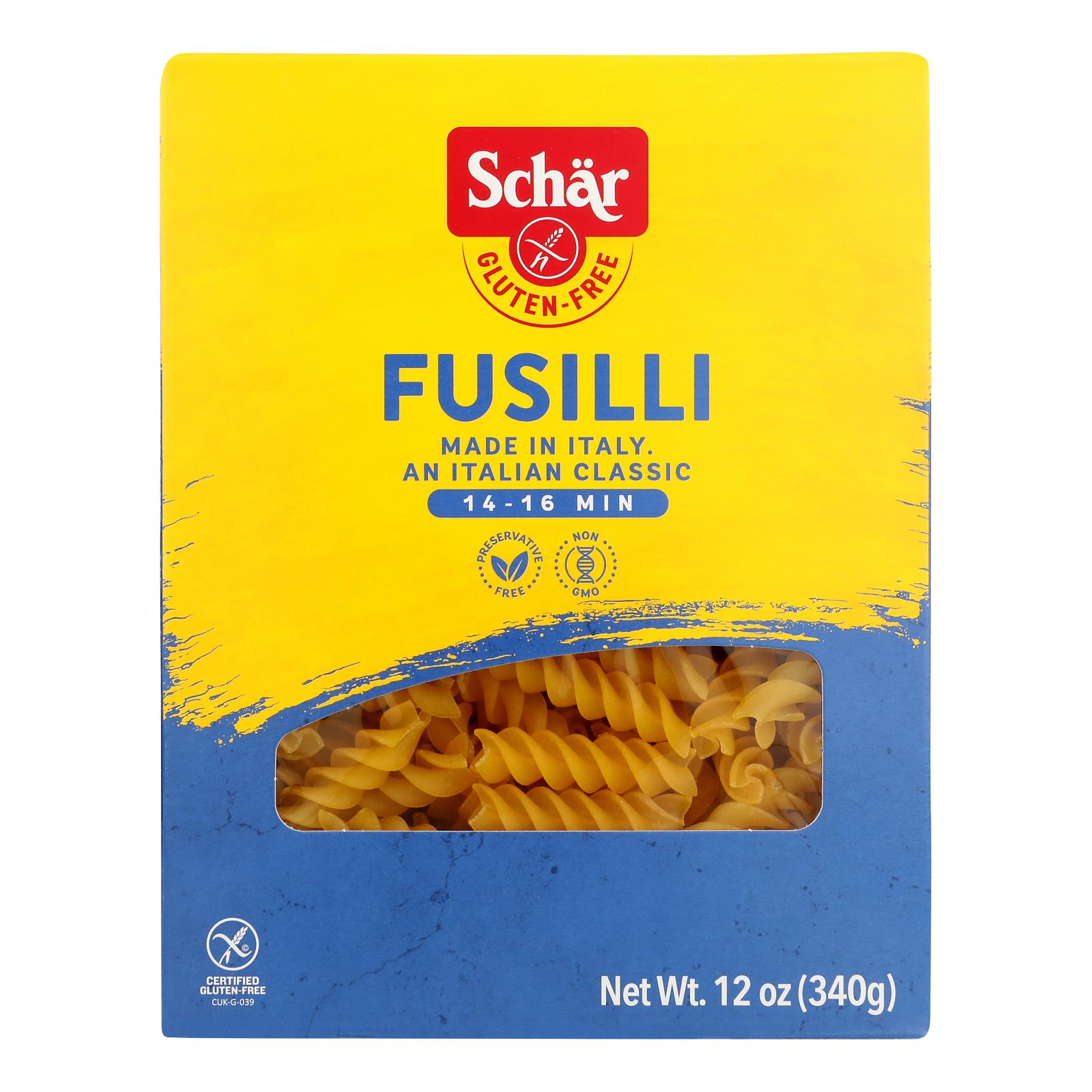 Schar Pasta Fusilli - Case Of 10 - 12 Oz. - GreatEagleInc