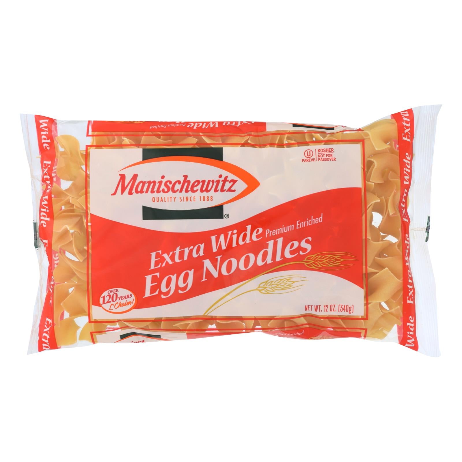 Manischewitz - Extra Wide Egg Noodles - Case Of 12 - 12 Oz. - GreatEagleInc