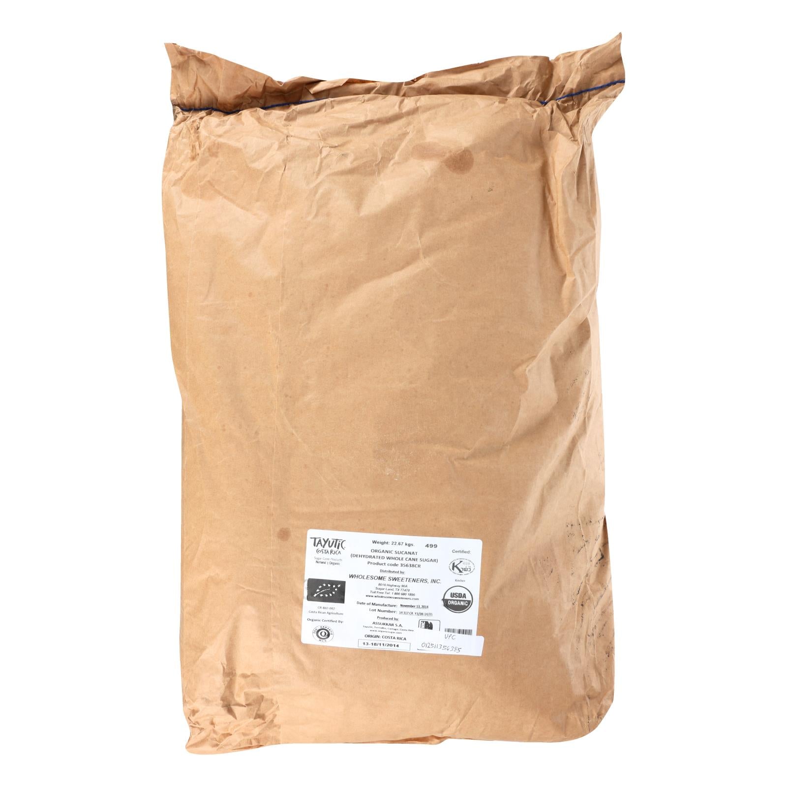 Wholesome Sweeteners Dehydrated Cane Juice - Organic - Sucanat - Case Of 50 Lbs - Eco-Friendly Home & Grocery
