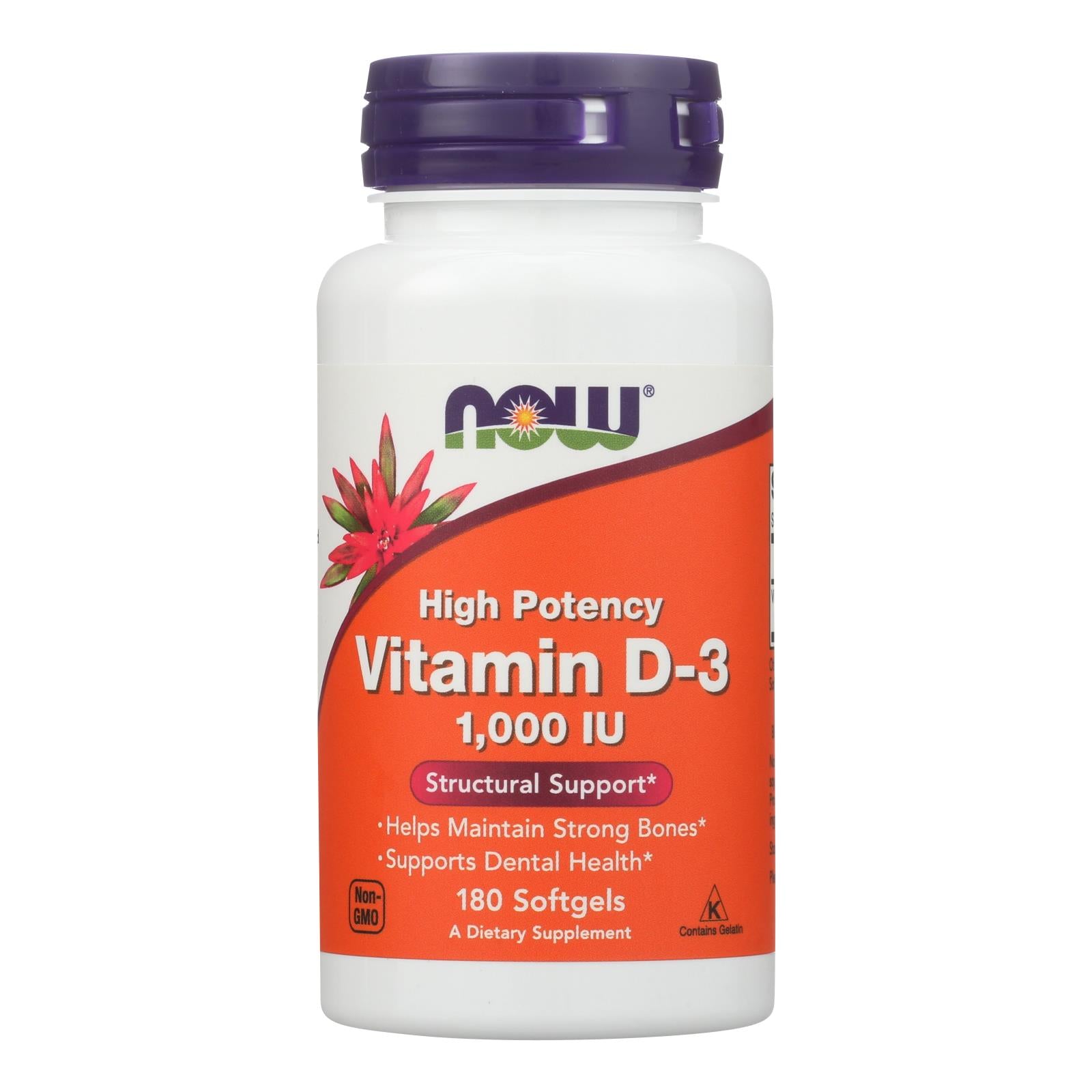 Now Foods - Vitamin D-3 1000iu - 1 Each-180 Sgel - GreatEagleInc