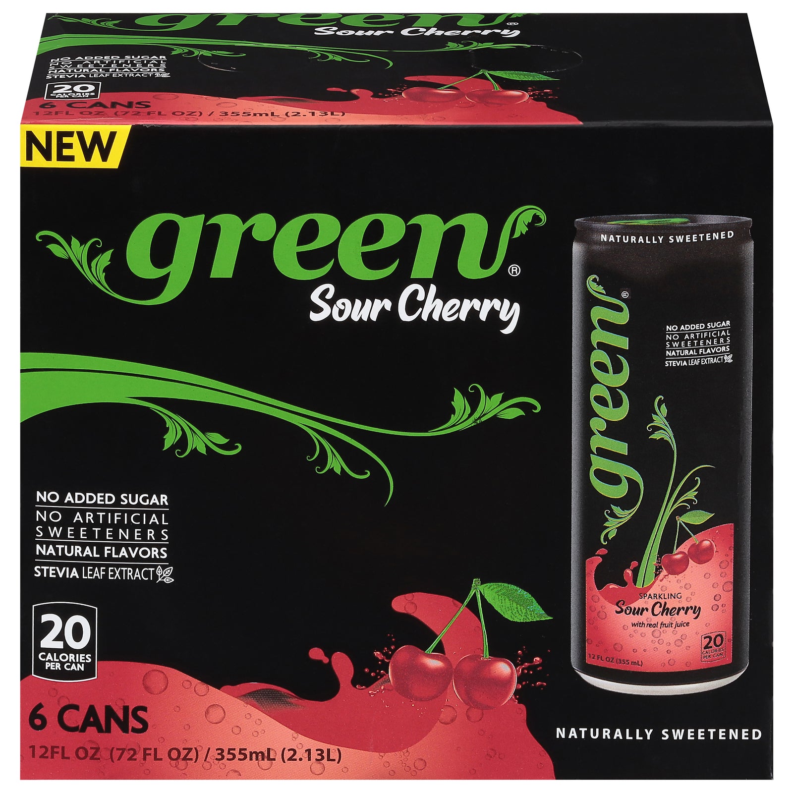 Green - Sparkling Sour Cherry - Case Of 4-6/12 Fz - GreatEagleInc