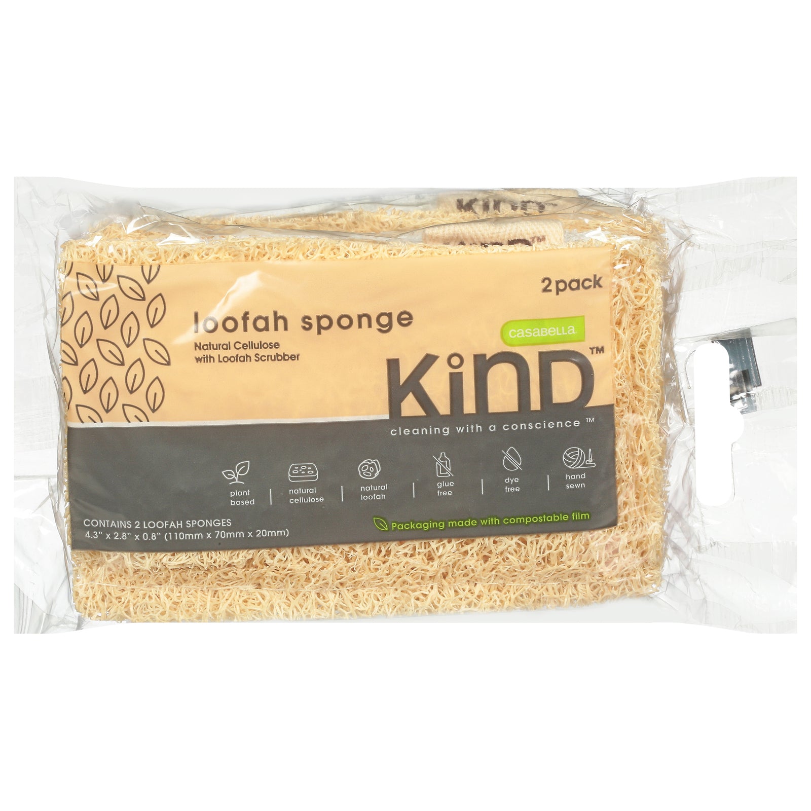 Casabella Kind - Loofah Sponge Plnt Bsd - Case Of 12-2 Ct - GreatEagleInc