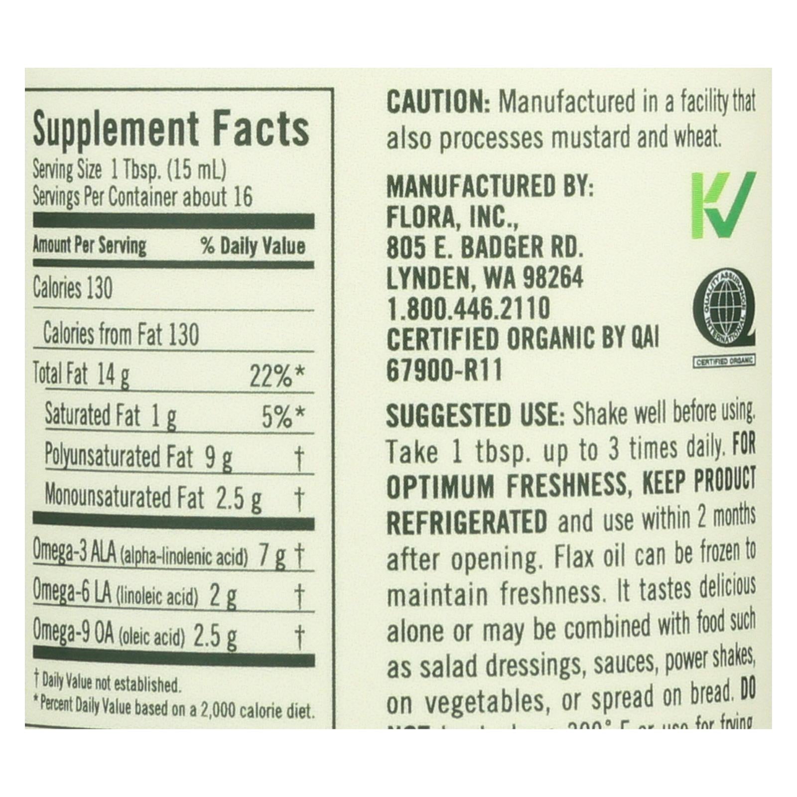 Flora - Flax Oil - 1 Each -8.5 Fz - GreatEagleInc