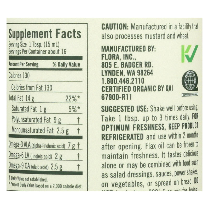 Flora - Flax Oil - 1 Each -8.5 Fz - GreatEagleInc