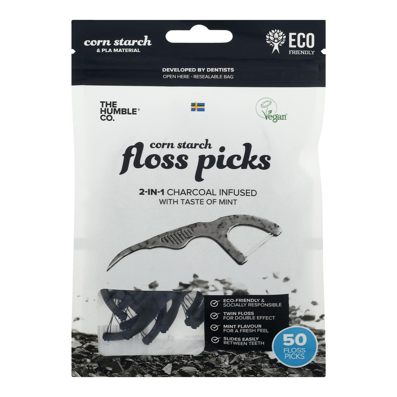 Humble Co - Floss Picks Charcoal Mint - Case Of 4-50 Count - GreatEagleInc