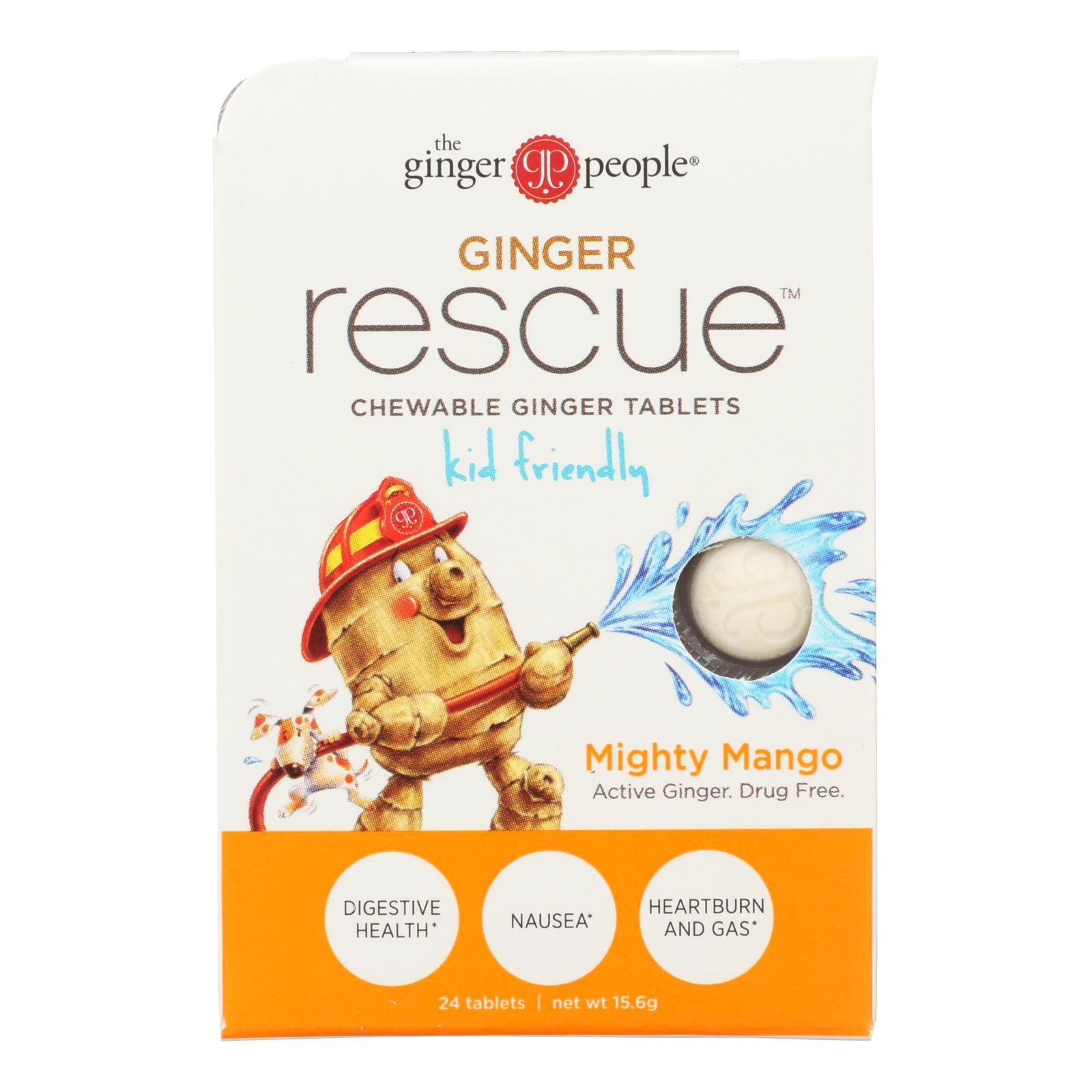 Ginger People Ginger Rescue For Kids - Mighty Mango - 24 Chewable Tablets - Case Of 10 - GreatEagleInc