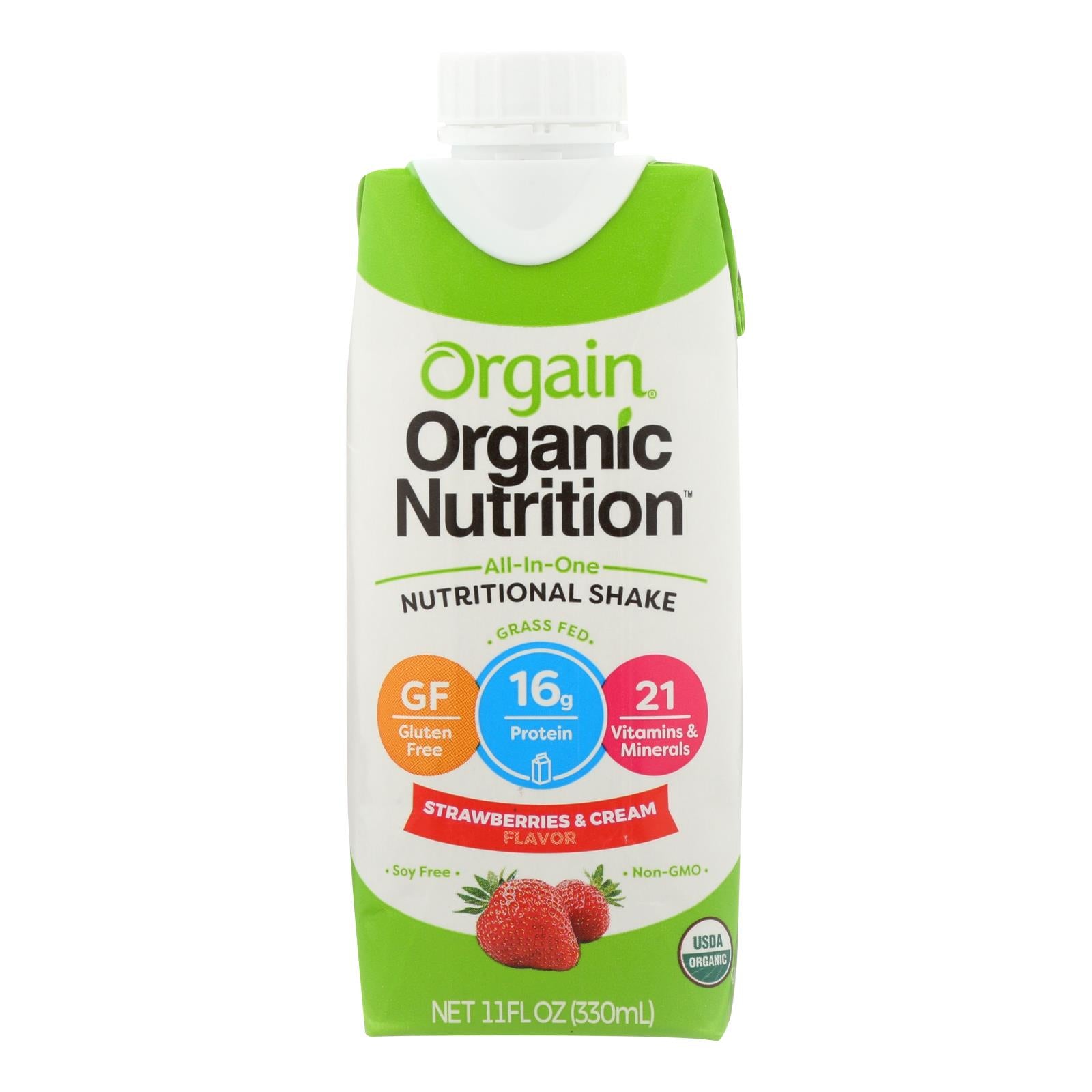 Orgain Nut Shake - Organic - Strawberry & Cream - Case Of 3 - 4/11 Fl Oz - GreatEagleInc