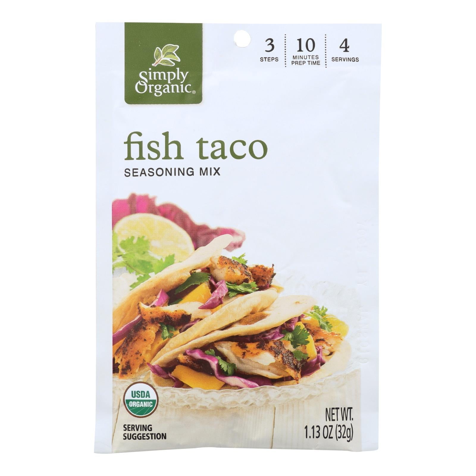 Simply Organic Seasoning Mix - Fish Taco - Case Of 12 - 1.13 Oz. - GreatEagleInc