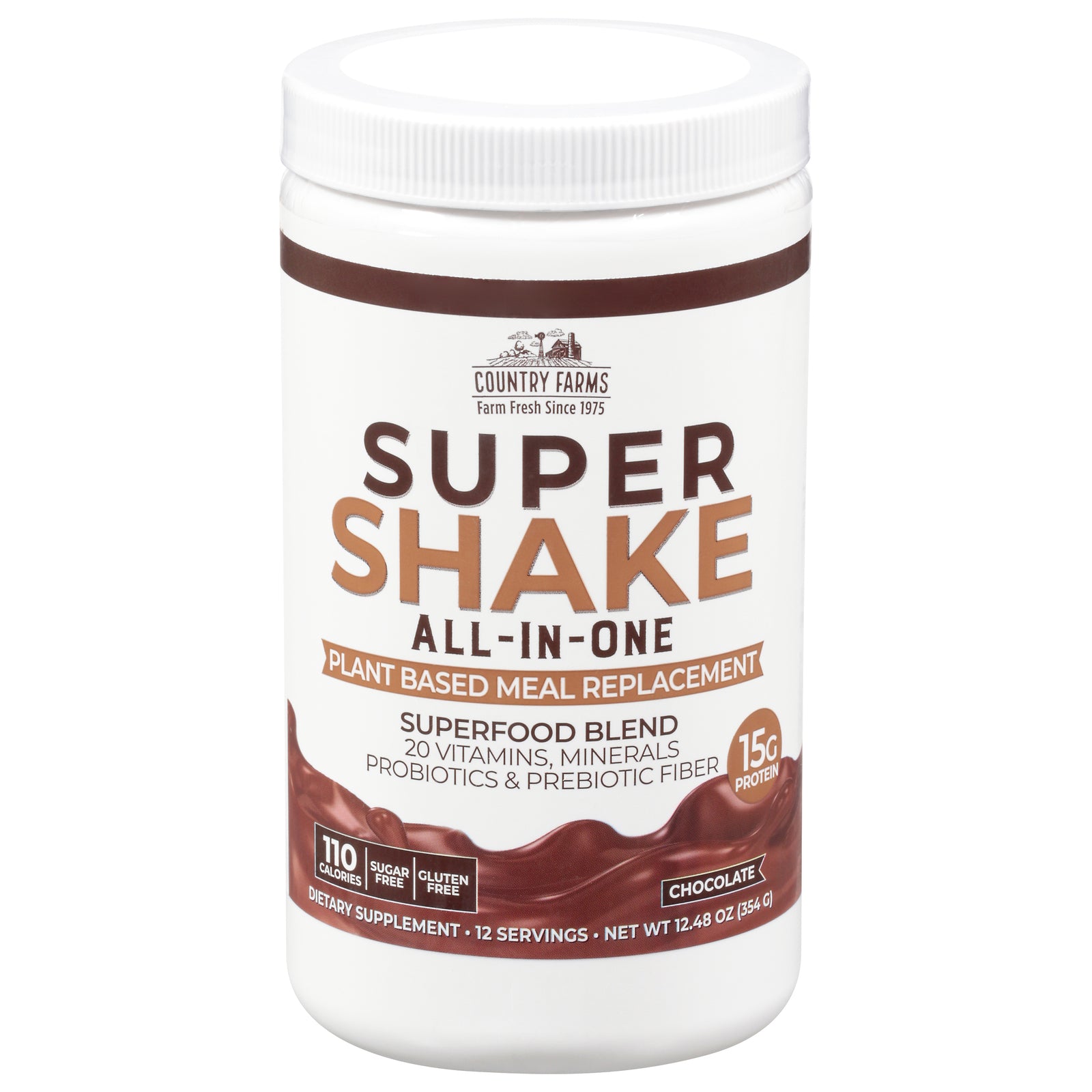 Country Farms - Super Shake Powder Chocolate - 1 Each-12.48 Oz - GreatEagleInc