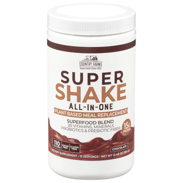 Country Farms - Super Shake Powder Chocolate - 1 Each-12.48 Oz - GreatEagleInc