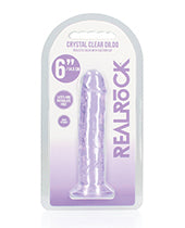 Shots Realrock Crystal Clear 6" Straight Dildo W/suction Cup - Purple - GreatEagleInc