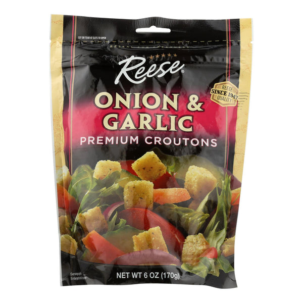 Reese Premium Croutons - Onion And Garlic - Case Of 12 - 6 Oz. - Eco-Friendly Home & Grocery