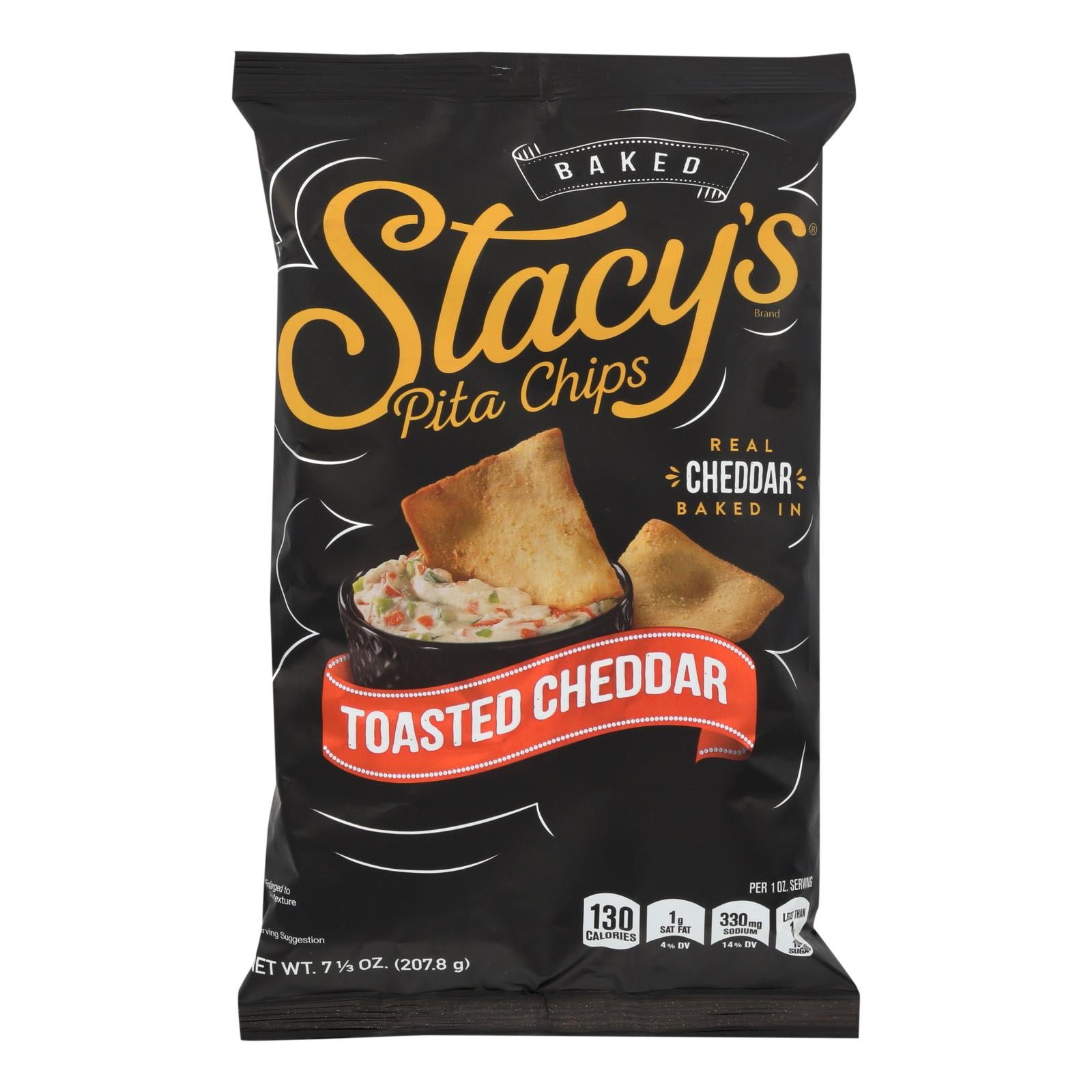 Stacy's Pita Chips - Toasted Cheddar - Case Of 12 - 7.33 Oz. - GreatEagleInc