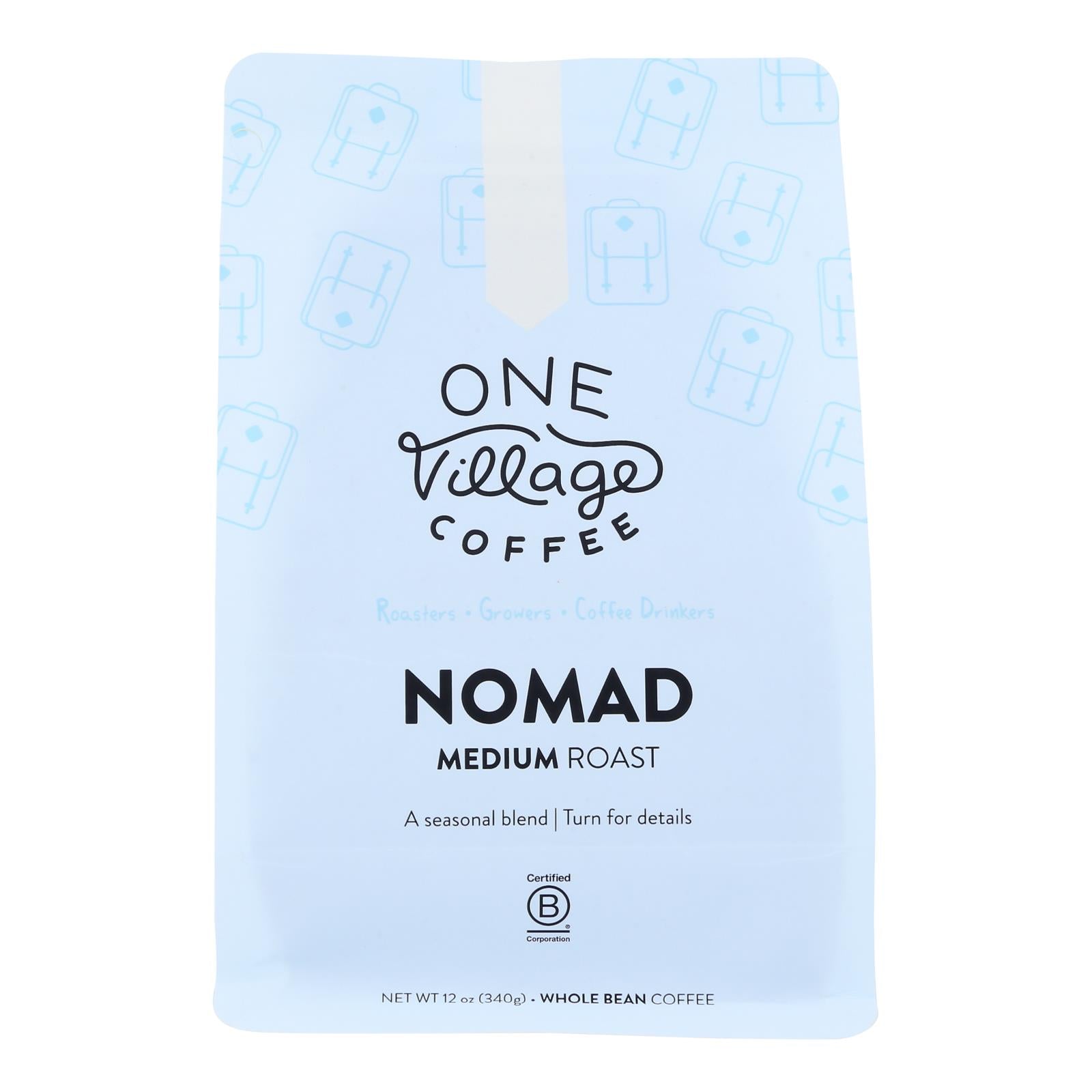 One Village Coffee - Coffee Nomad Medium Whole Bean - Case Of 6-12 Oz - GreatEagleInc