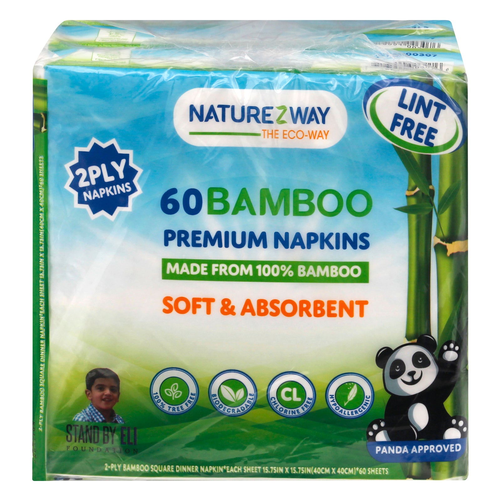 Naturezway - Napkin Bmboo White 180ct - Case Of 12-180 Ct - GreatEagleInc