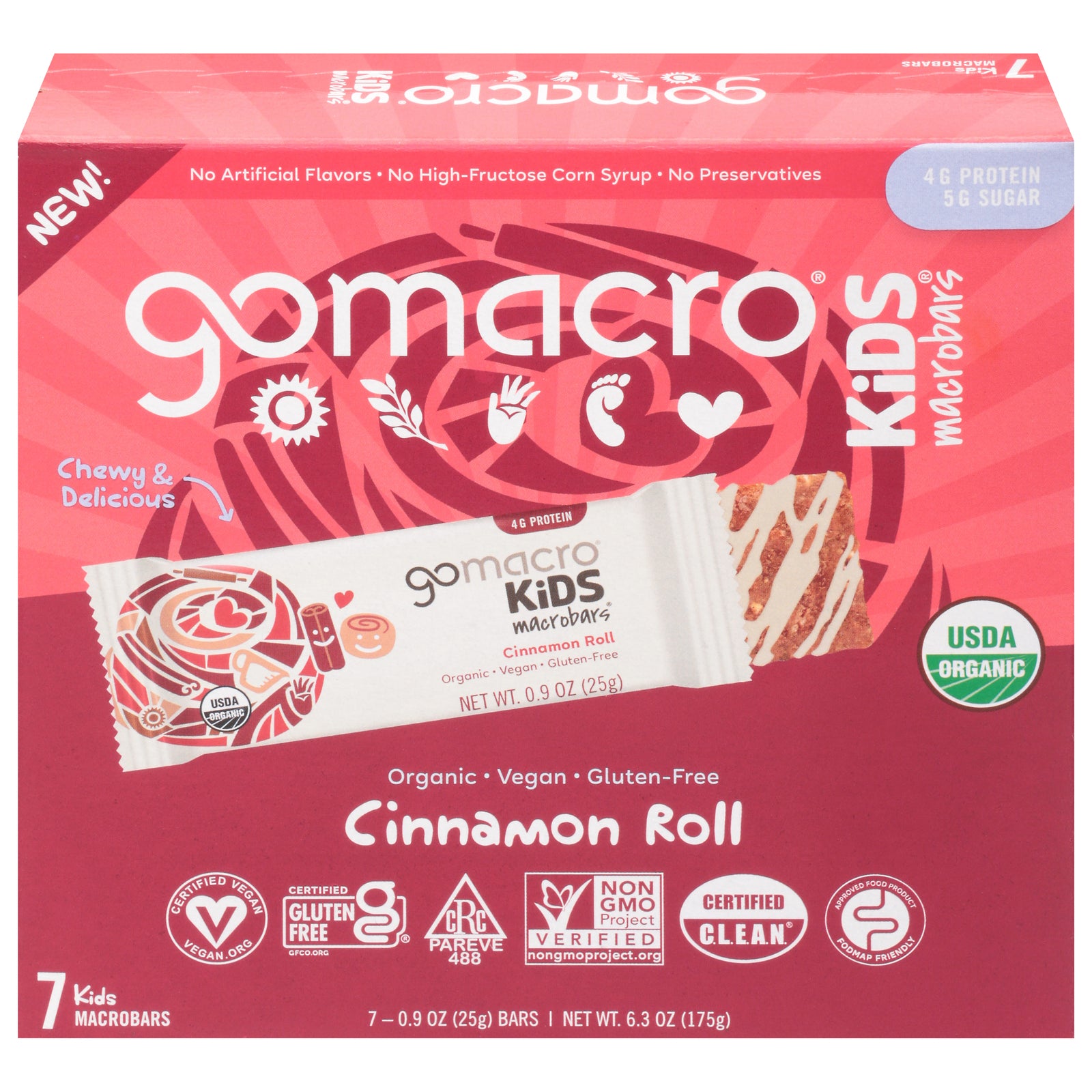 Gomacro - Bar Cinnamon Roll Kid - Case Of 7-6.3 Oz - GreatEagleInc