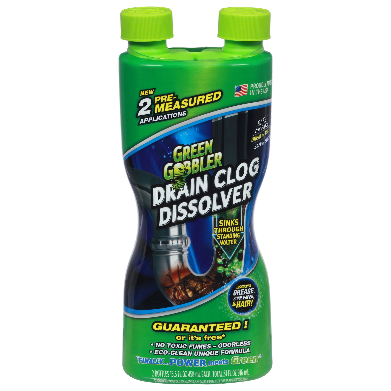 Green Gobbler - Drain Clog Dslv Dual - Case Of 6-31 Fz - GreatEagleInc