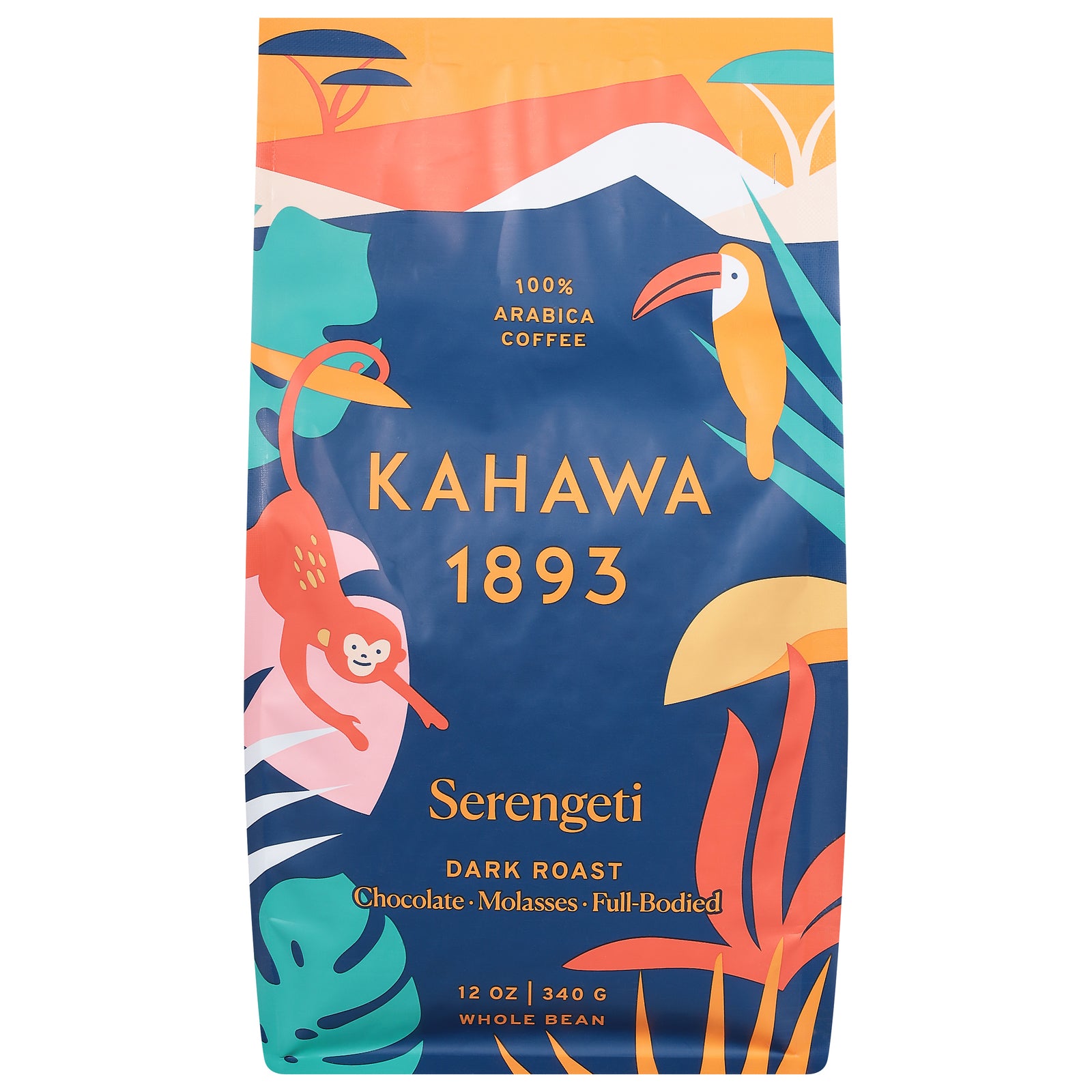 Kahawa 1893 - Coffee Whole Bean Dark Roasted Serengeti - Case Of 6-12 Oz - GreatEagleInc