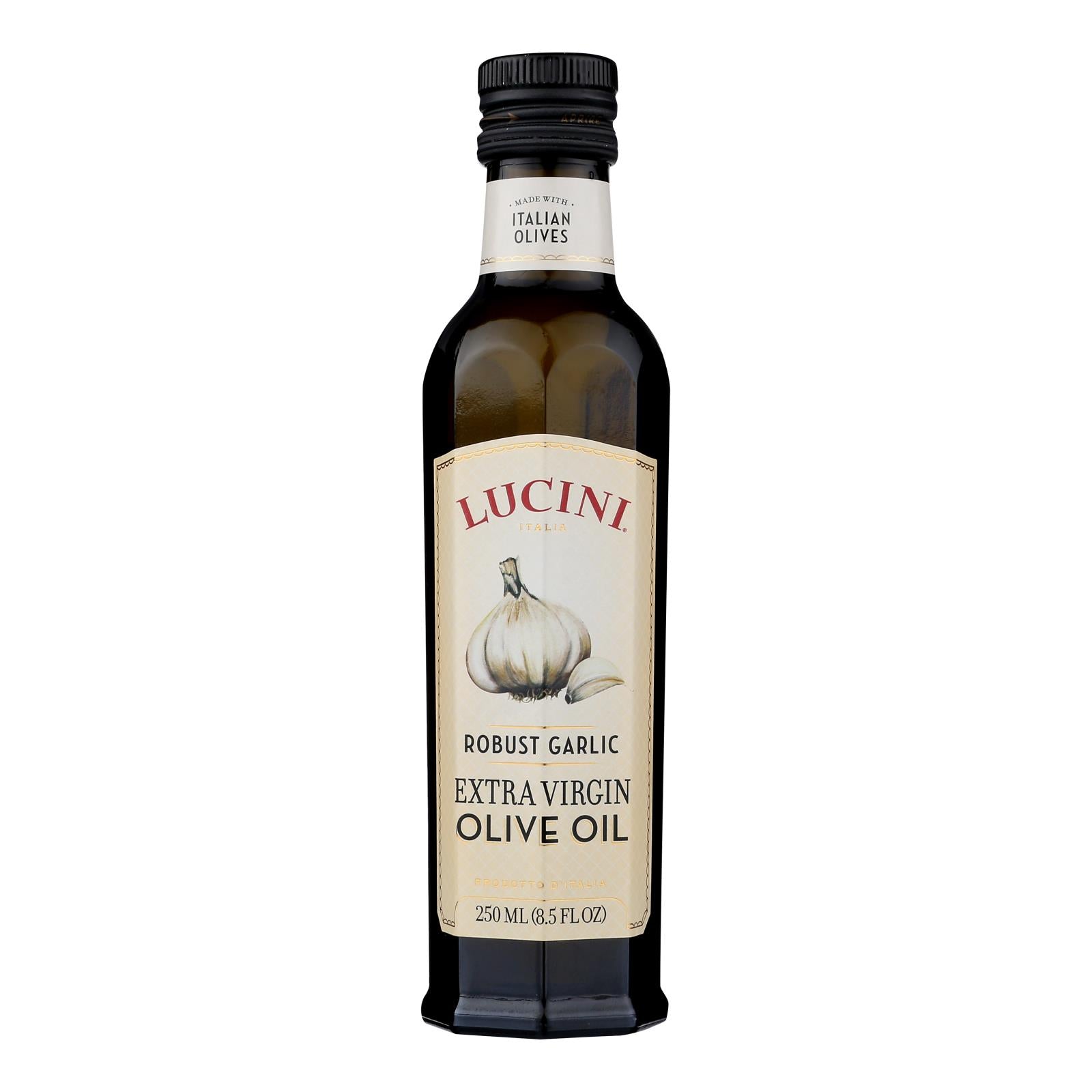 Lucini Italia Robust Garlic Extra Virgin Olive Oil - Case Of 6 - 8.5 Fl Oz. - Eco-Friendly Home & Grocery