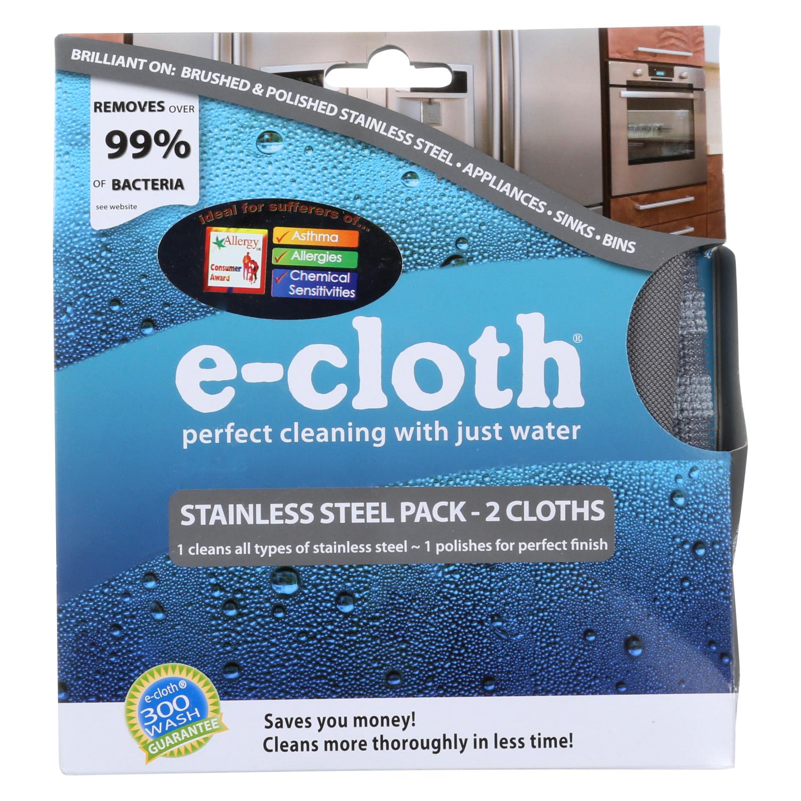 E-cloth Stainless Steel Cleaning Cloth - 2 Pack - GreatEagleInc