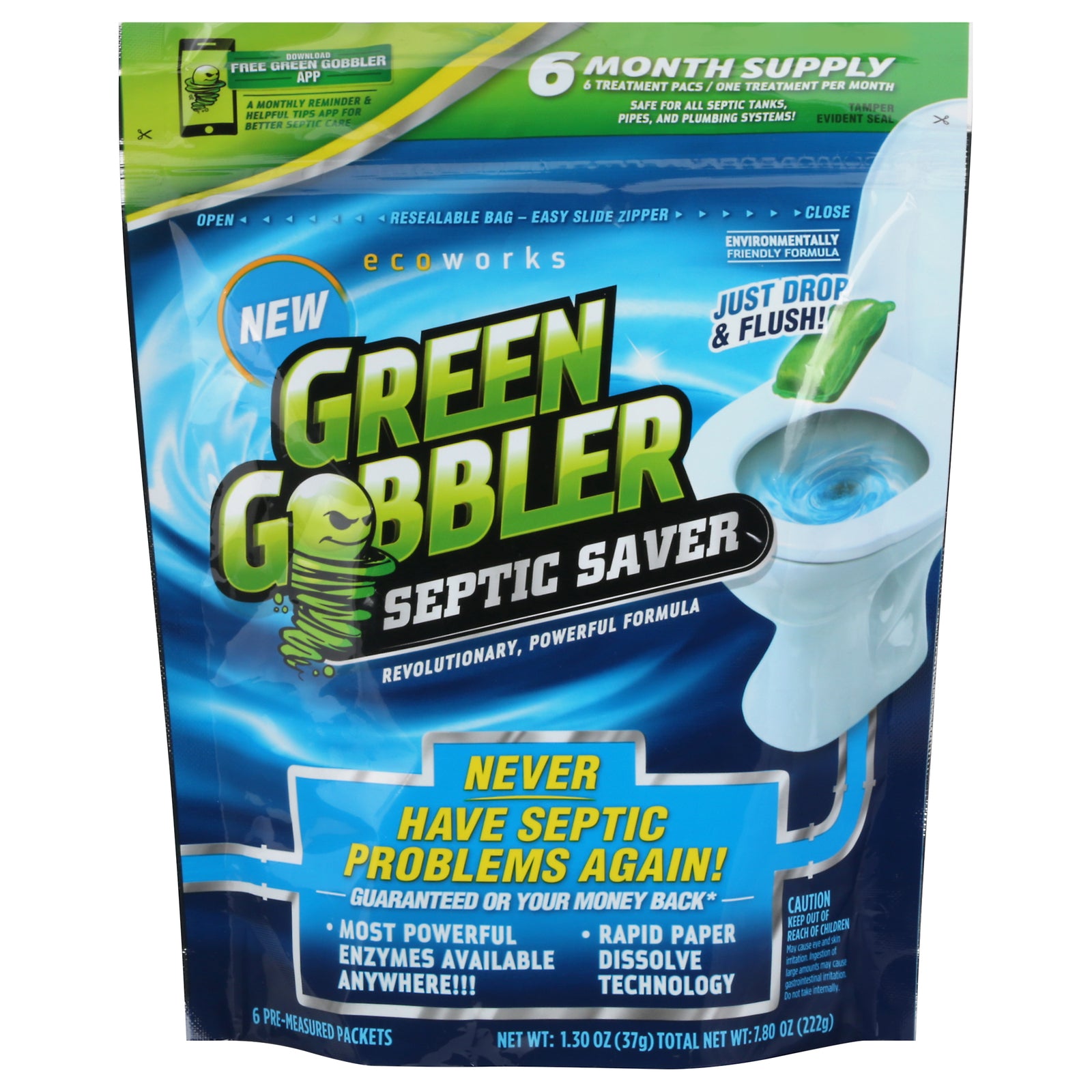 Green Gobbler - Septic Saver - Case Of 8-6 Ct - GreatEagleInc