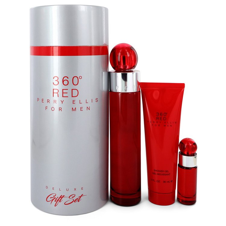 Perry Ellis 360 Red by Perry Ellis Gift Set -- 3.4 oz Eau De Toilette Spray + .25 oz Mini EDT Spray + 3 oz Shower Gel in Tube Box for Men Default Title