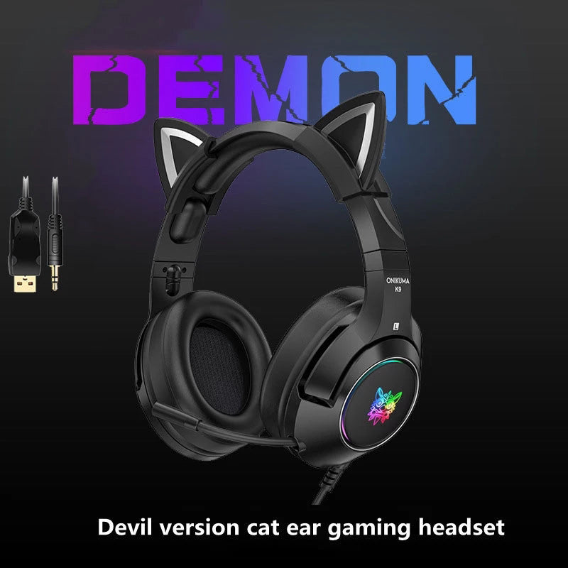 Pink Girl Headset Cat Ear Headset Cute Girl Heart Gaming Gaming Headset Comfortable Leather Earmuffs Cat Ears As Shown