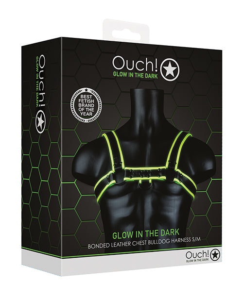 Shots Ouch Chest Bulldog Harness - Glow In The Dark S m