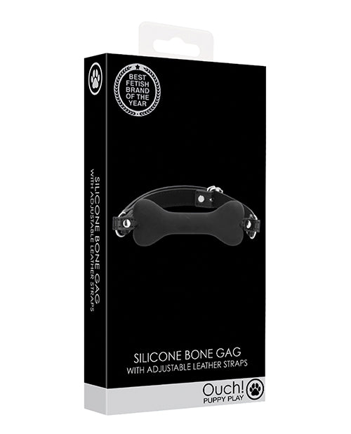 Shots Ouch Puppy Play Silicone Bone Gag - Black - GreatEagleInc