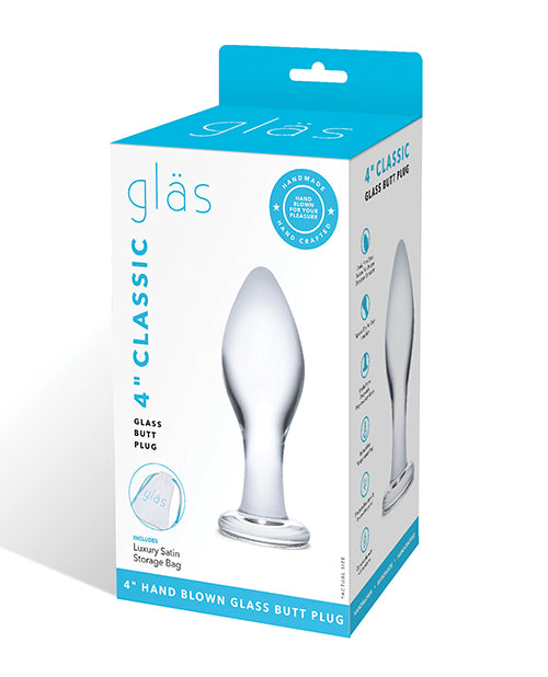 Glas 4" Classic Butt Plug - Clear - GreatEagleInc